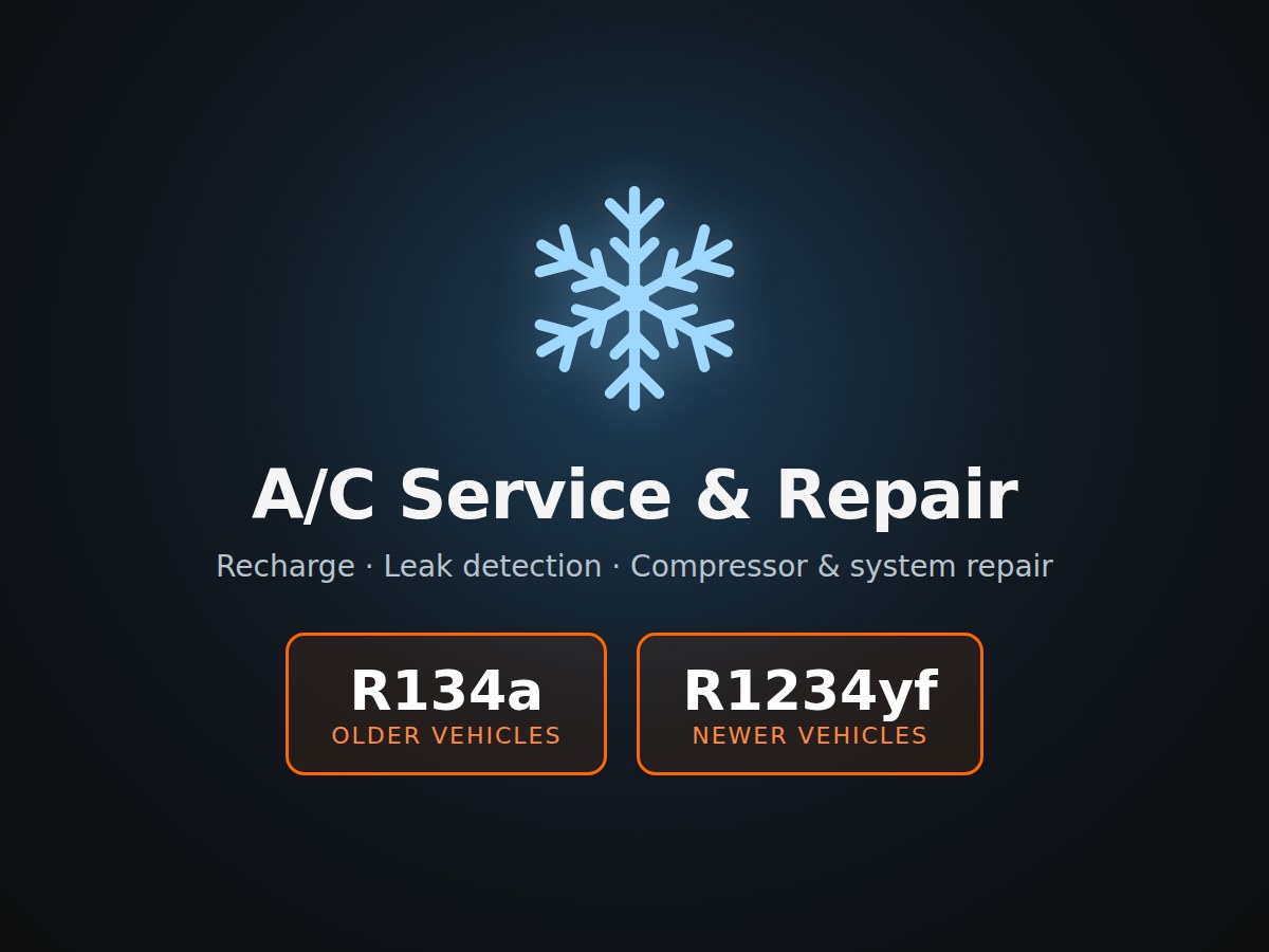 A/C Service & Repair - R134a and R1234yf